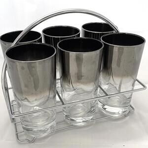 Dorothy Thorpe style silver fade ombre highball tumblers glasses MCM set of 6